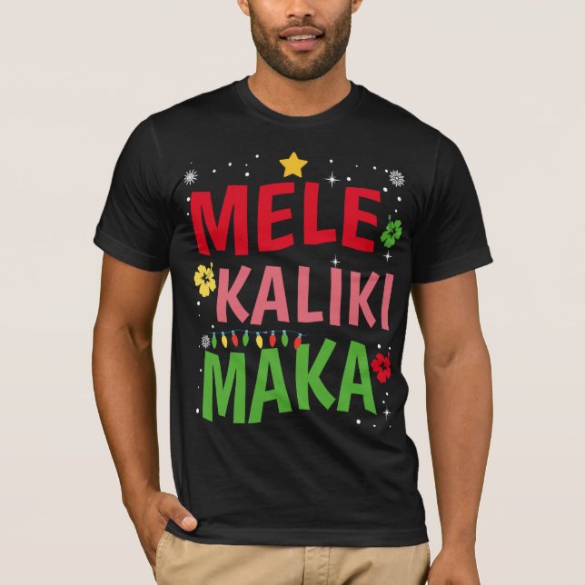 Camiseta Mele Kalikimaka Havaiana Citação de Natal (Frente)