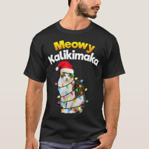 Camiseta Mele Kalikimaka Havaiano Feliz Gato de Natal Ligh
