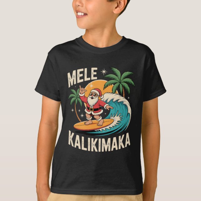 Camiseta Mele Kalikimaka Hawaii Christmas Shirt Surfing San (Frente)