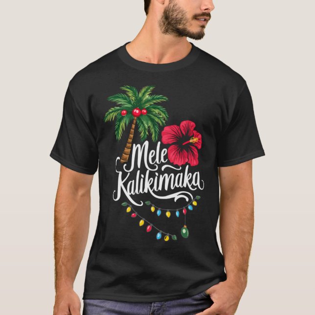 Camiseta Mele Kalikimaka Hawaii Santa Hawaiian Merry Christ (Frente)