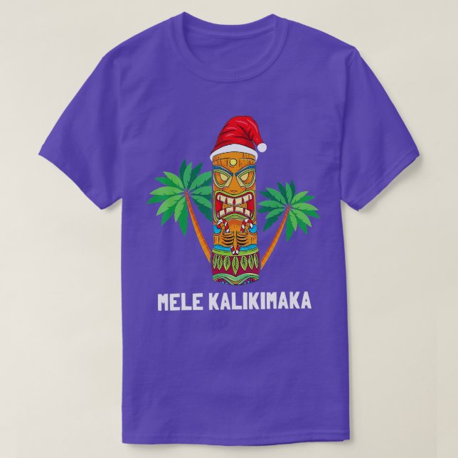 Camiseta Mele Kalikimaka Hawaiian iki Santa Hat Hawaii Chri (Frente do Design)