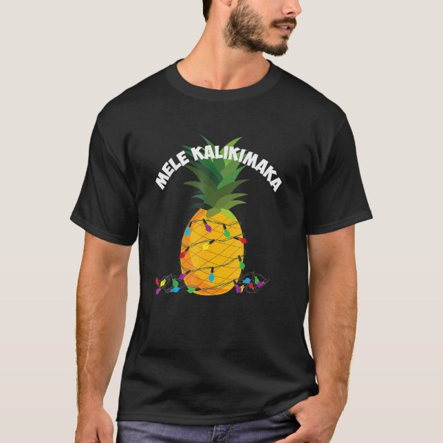 Camiseta Mele Kalikimaka Hawaiian X Mas Pineapple Lights (Frente)