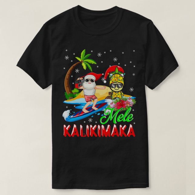 Camiseta Mele Kalikimaka Merry Xmas Havaiana Pineapple Sant (Frente do Design)