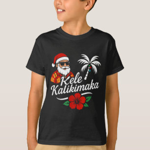Camiseta Mele Kalikimaka Natal havaiano Chapéu de Papai Noe
