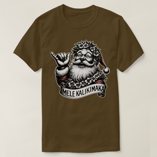 Camiseta Mele Kalikimaka Natal Havaiano Pai Natal (Frente do Design)