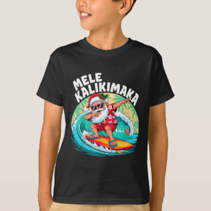 Camiseta Mele Kalikimaka Natal havaiano Papai Noel Surfando