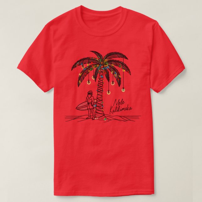 Camiseta Mele Kalikimaka Natal No Havaí Em Julho No Havaí (Frente do Design)