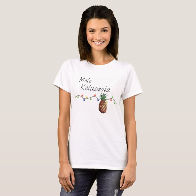 Camiseta Mele Kalikimaka - o t-shirt das mulheres do Natal (Frente Completa)