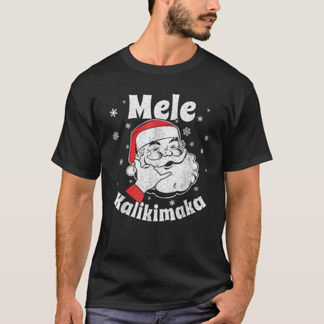 Camiseta Mele Kalikimaka Papai Noel Shaka Natal (Frente)