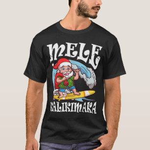 Camiseta Mele Kalikimaka Papai Noel Surfando no Havaí Natal