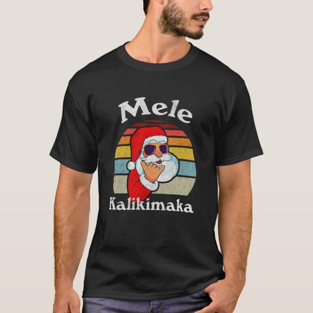 Camiseta Mele Kalikimaka Papais noeis de Natal Retro Shaka  (Frente)