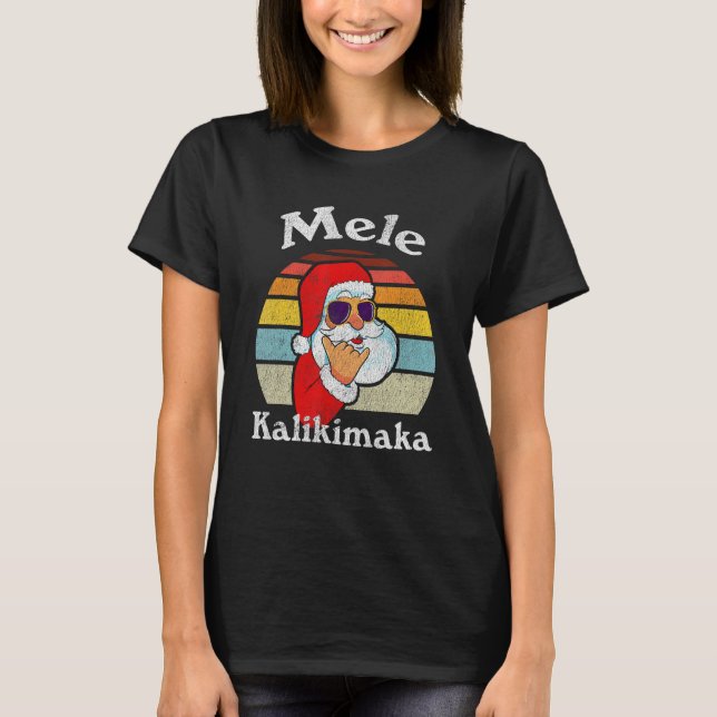 Camiseta Mele Kalikimaka Papais noeis de Natal Retro Shaka  (Frente)