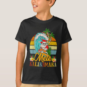 Camiseta Mele-kalikimaka Papais noeis de Natal Shaka Hawaii