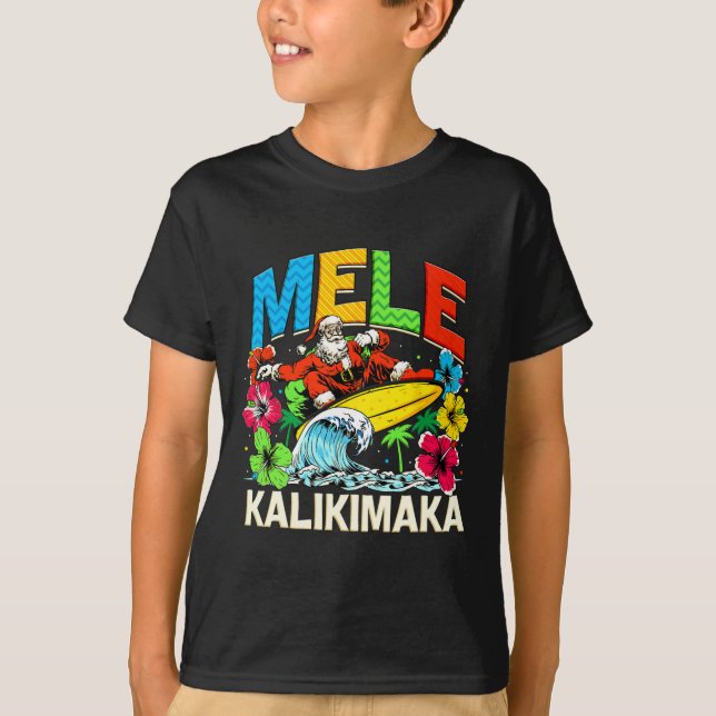 Camiseta Mele Kalikimaka Papais noeis de Natal Summer Hawai (Frente)