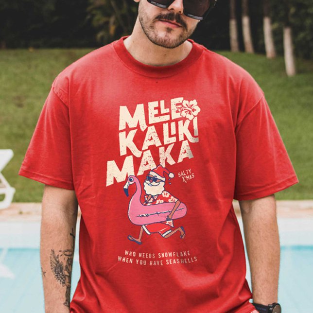 Camiseta Mele Kalikimaka Papais noeis Flamingo Natal Getawa (Mele Kalikimaka Santa Flamingo Christmas Getaway T T-Shirt)