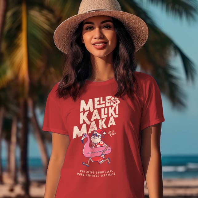 Camiseta Mele Kalikimaka Papais noeis Flamingo Natal Getawa (Mele Kalikimaka Santa Flamingo Christmas Getaway T-Shirt)