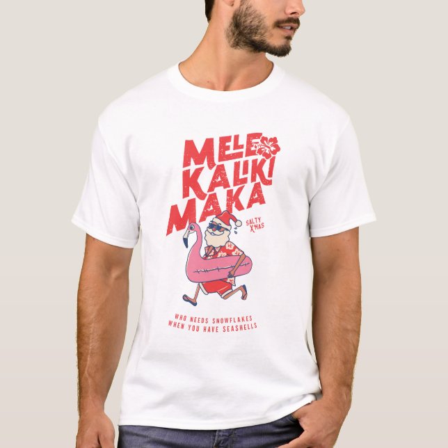 Camiseta Mele Kalikimaka Papais noeis Flamingo Natal Getawa (Frente)