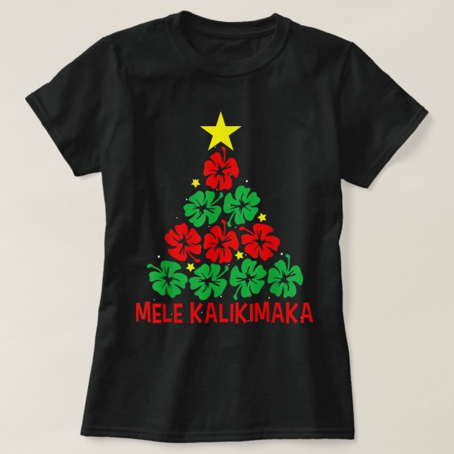 Camiseta Mele Kalikimaka Para Mulheres Havaianas Cristma (Frente do Design)