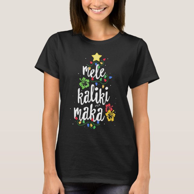 Camiseta Mele Kalikimaka Para Mulheres Havaianas Natal (Frente)