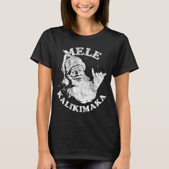 Camiseta Mele Kalikimaka Retro Hawaii Santa Aloha Christmas (Frente)