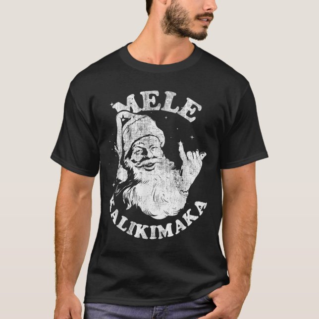 Camiseta Mele Kalikimaka Retro Hawaii Santa Aloha Christmas (Frente)