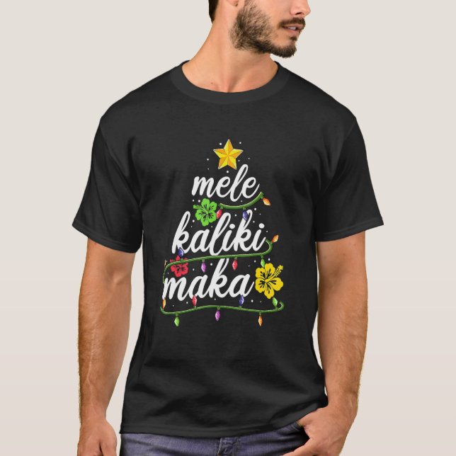 Camiseta Mele Kalikimaka Roupa Papais noeis Havaianos de Na (Frente)
