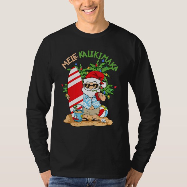 Camiseta Mele Kalikimaka Santa Tropical Christmas In July H (Frente)