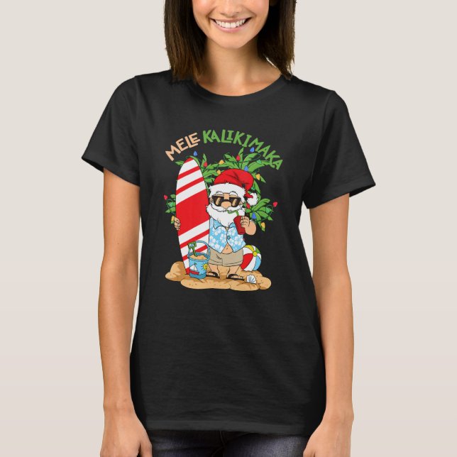 Camiseta Mele Kalikimaka Santa Tropical Christmas In July H (Frente)