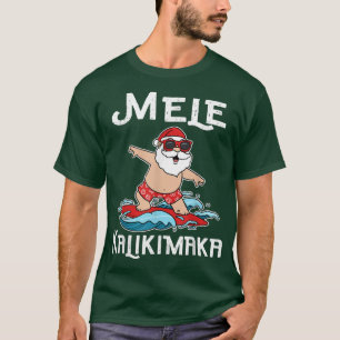 Camiseta Mele Kalikimaka surfando Santa Claus Hawaiian Chri