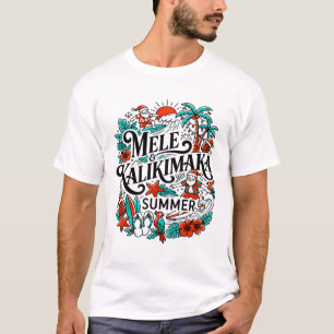Camiseta Mele Kalikimaka Verão Surfando Papai Noel