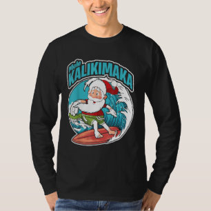 Camiseta Mele Kalikimaka Xmas surfando Santa Claus no Havaí