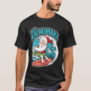 Camiseta Mele Kalikimaka Xmas surfando Santa Claus no Havaí
