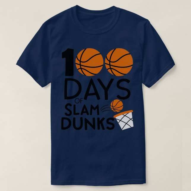 Camiseta Melhor 100º Dia de Basquete Escolar 100 Dias de Sl (Frente do Design)