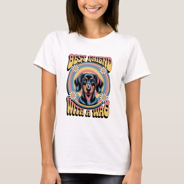 Camiseta Melhor Amigo Dachshund Com Um Balanço (Frente)