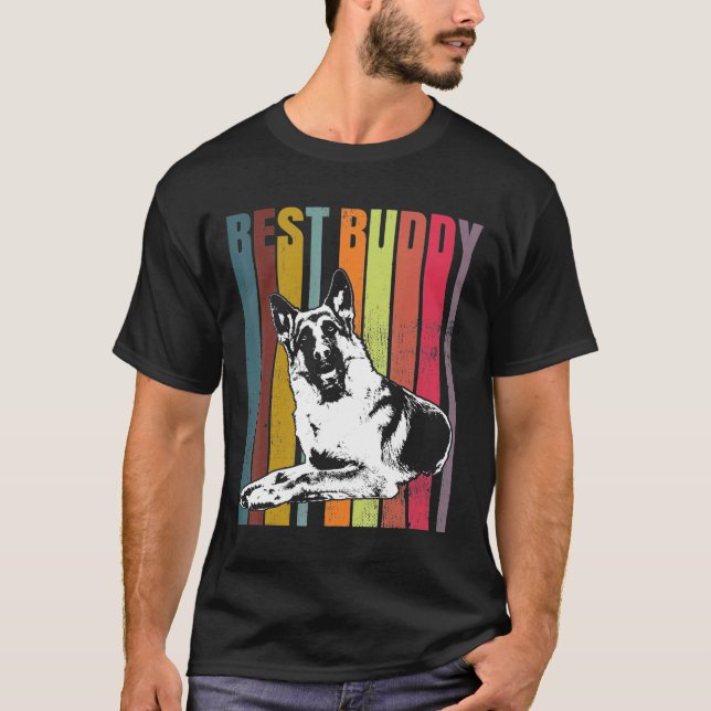 Camiseta Melhor Amigo Retro do german shepherd (Frente)
