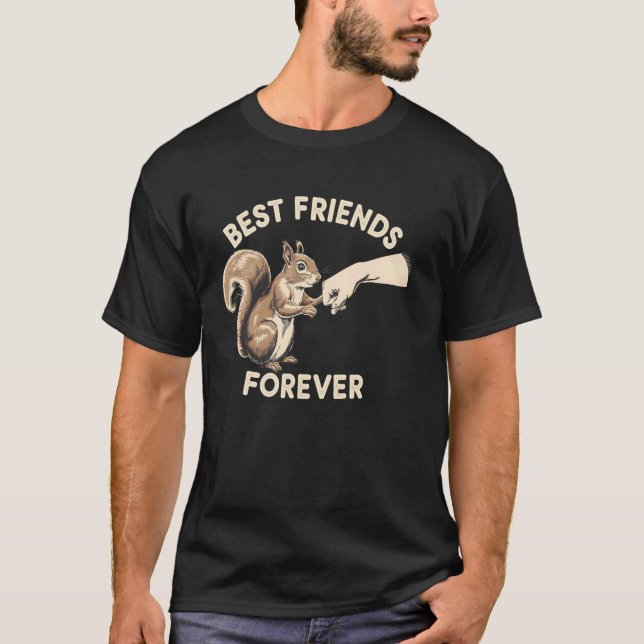 Camiseta Melhor-Amigos Design de Esquilo Engraçado (Frente)
