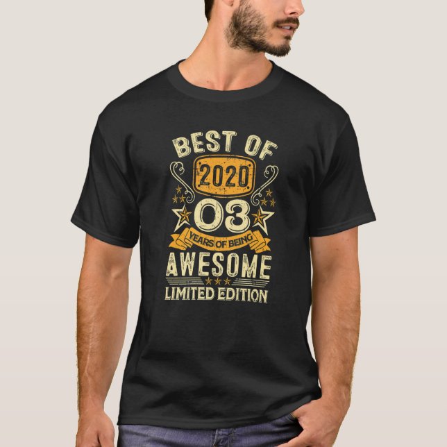Camiseta Melhor aniversário de 3 anos Para Homens De 2020 (Frente)