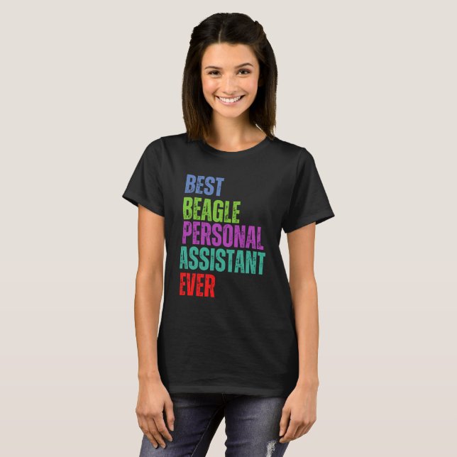 CAMISETA MELHOR ASSISTENTE PESSOAL BEAGLE NUNCA DESIGN (Frente Completa)
