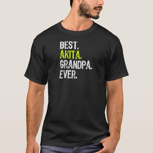 Camiseta Melhor Avô Akita Ever Dog Raglan (Frente)