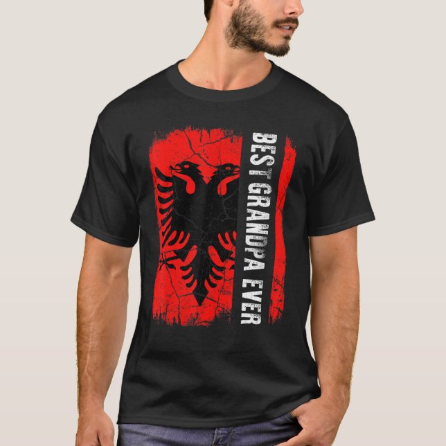 Camiseta Melhor avô albanês na Albânia Bandeira D (Frente)
