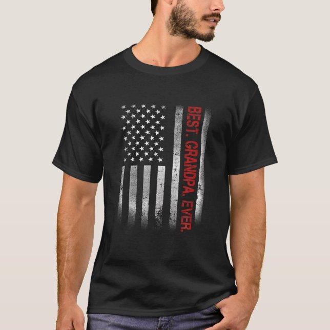 Camiseta Melhor Avô Alguma Vez Vintage Bandeira Americana P (Frente)