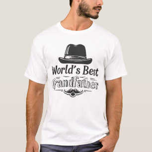 Camiseta Melhor Avô do Mundo Chapéu Vintage Bigode