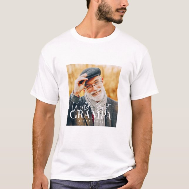 Camiseta Melhor avô do mundo desde 20XX Foto moderna em chi (Frente)