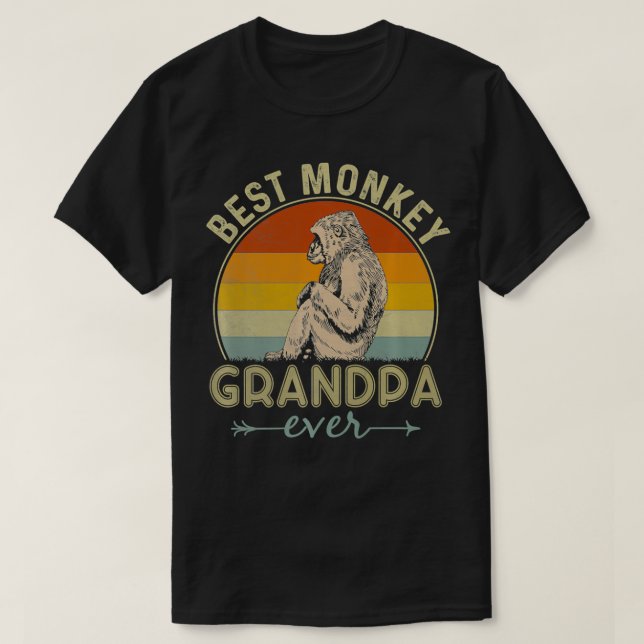 Camiseta Melhor Avô Macaco Alguma Vez Retro Monkey Graphica (Frente do Design)