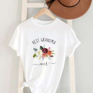 Camiseta Melhor Avó Nunca   Trendy Burgundy Boho Floral