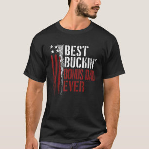 Camiseta Melhor Bônus de Pai de Buckin Já EUA Bandeira Vint