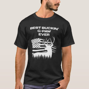 Camiseta Melhor Buckin G Paw Ever American Flag Deer Antler