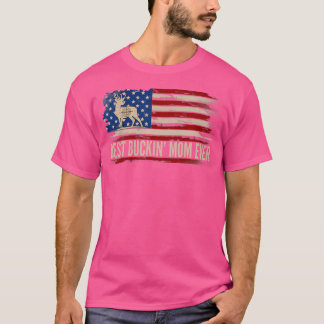 Camiseta Melhor Buckin Mãe Alguma Bandeira Americana Deer H