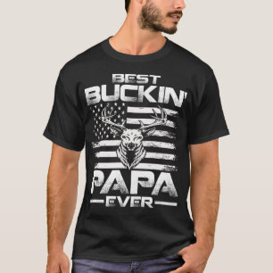 Camiseta Melhor Buckin' Papa Ever EUA Flag Deer Hunting