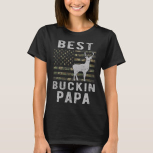 Camiseta Melhor Bucking Papa Camouflage Bandeira Americana 